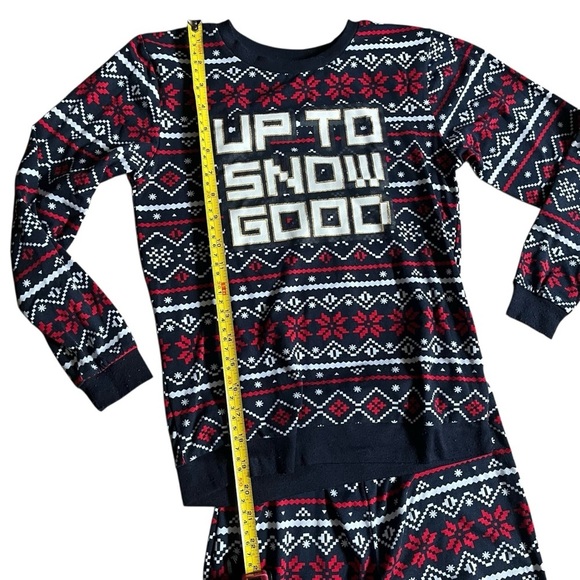 Boys Holiday Pajama Set Size 10 Winter – Red Navy Fair Isle Christmas PJs - Picture 5 of 8